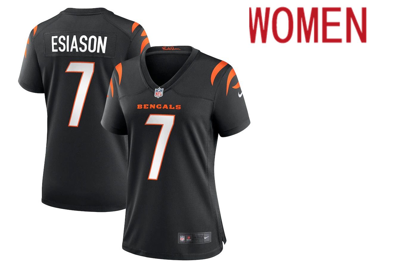 Women Cincinnati Bengals #7 Boomer Esiason Nike Black Retired Player NFL Jersey->women nfl jersey->Women Jersey